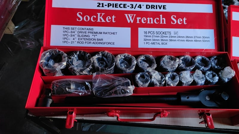 Set de 21 piese, cu impact pneumatic de 3/4 inch, cu prize hexagonale, pentru reparații auto