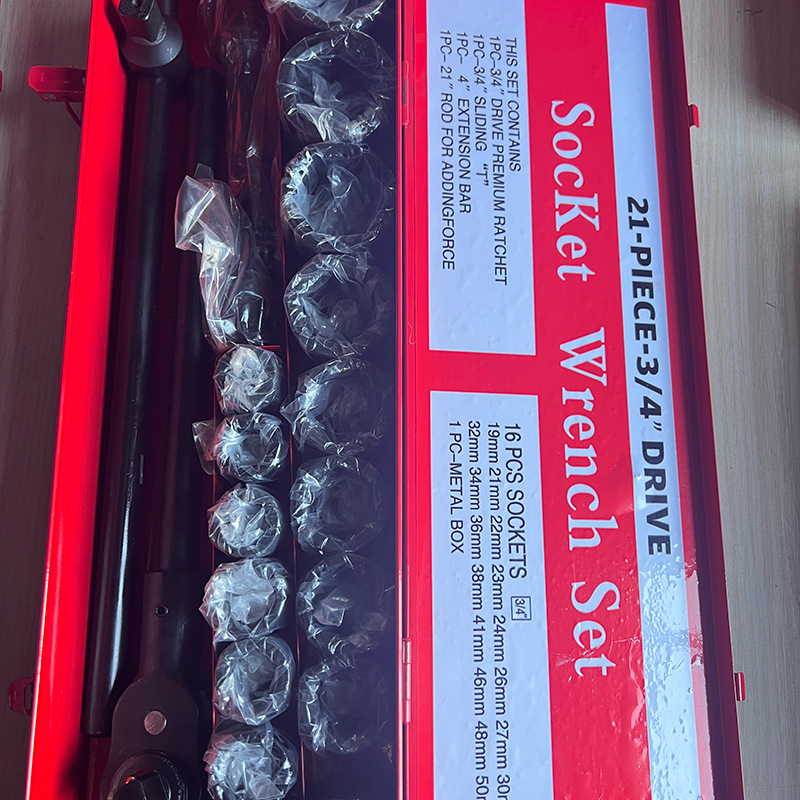 Set de 21 piese, cu impact pneumatic de 3/4 inch, cu prize hexagonale, pentru reparații auto