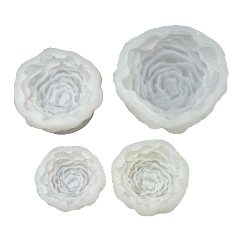 Formă din silicon pentru lumânări cu floare de bujor (mare, medie, mică) pentru săpunuri, ipsos și decorațiuni de coacere