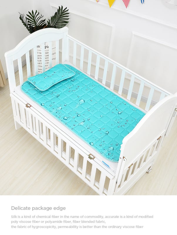 Set saltea pentru copii din ice silk – pliabil, față dublă, răcoritoare, pentru 0–3 ani, două piese, ușor de curățat