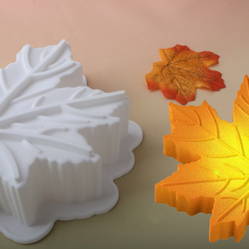 Noul format 3D cu frunză de arțar într-o nuanță de toamnă aurie, matriță de mousse din silicon, formă cilindrică în formă de frunză, desert franțuzesc
