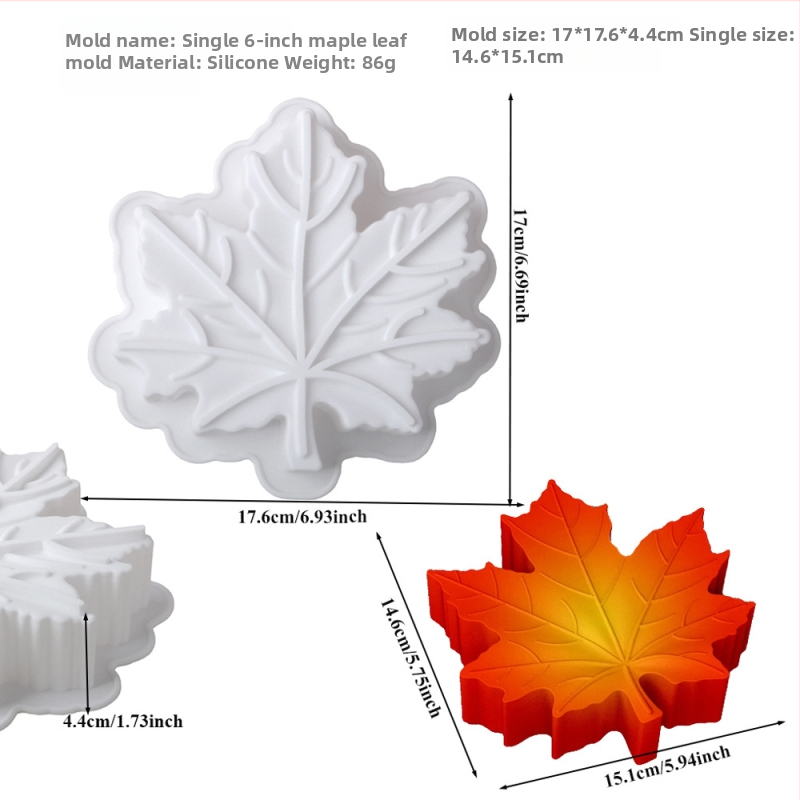 Noul format 3D cu frunză de arțar într-o nuanță de toamnă aurie, matriță de mousse din silicon, formă cilindrică în formă de frunză, desert franțuzesc