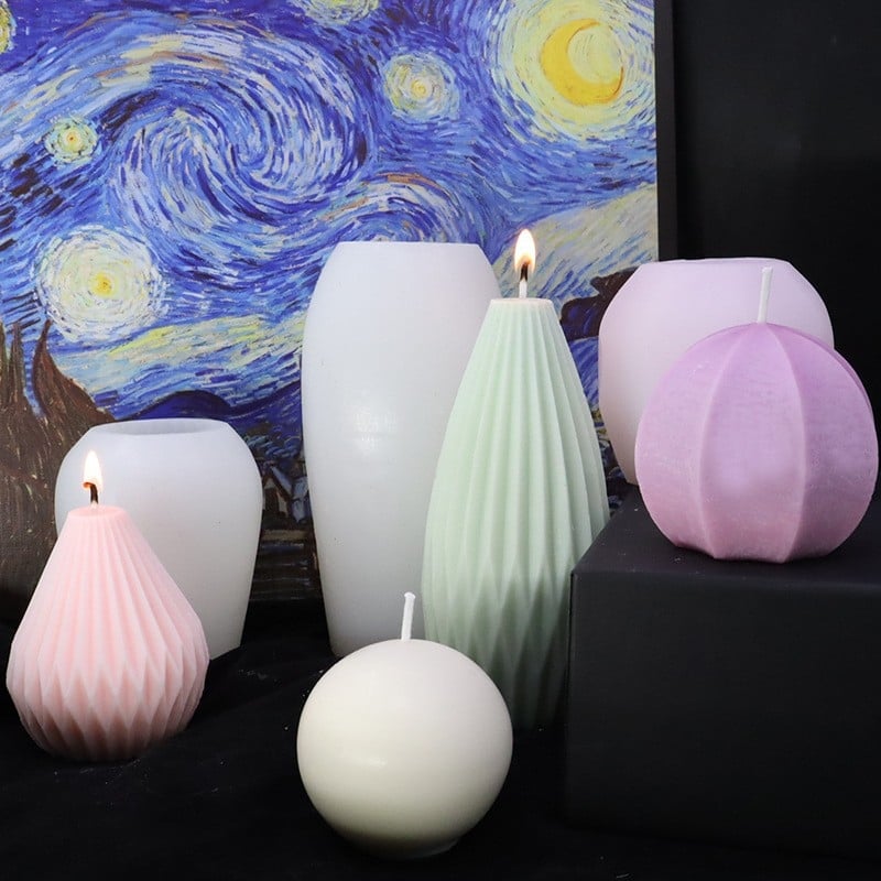 Formă din silicon pentru șablon cilindric neregulat în formă de lanternă, design con diamant pentru lumânări aromatice DIY