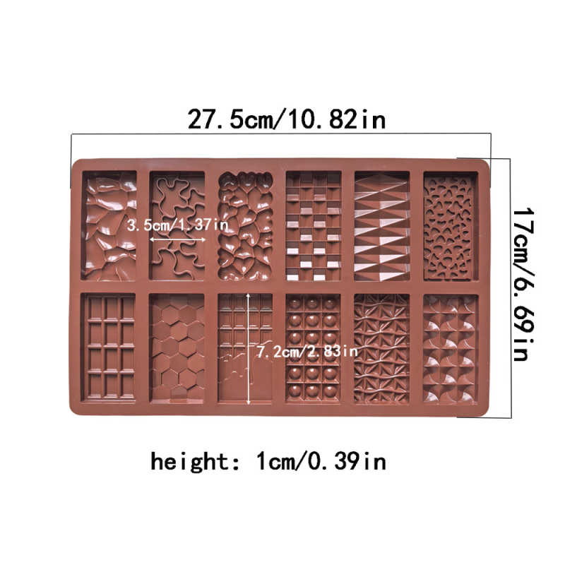 Set din siliconă cu 12 cavități pentru ciocolată, fondant, fursecuri, jeleu, budincă și prăjituri