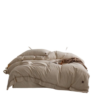 Set patru piese din bumbac-lin, cu senzație premium, în nuanță vintage naturală – husă de pilotă, cearșaf, cearșaf cu elastic și fețe de pernă