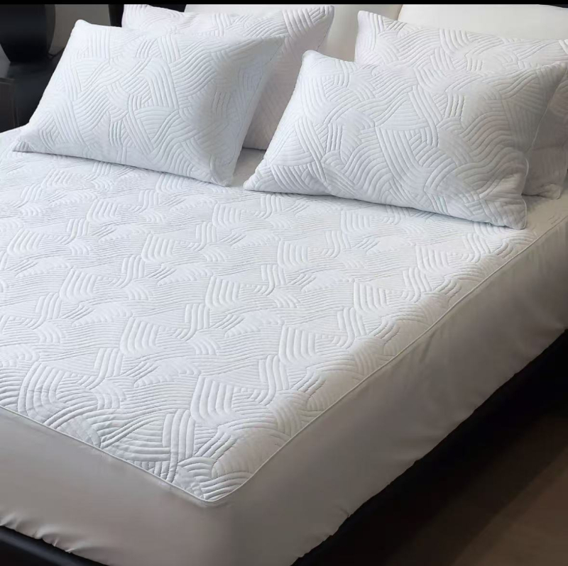 ICE3DMax cearșaf cu elastic ultra-moale și set de trei piese cu covorașe de răcire din mătase de gheață, pliabil, lavabil