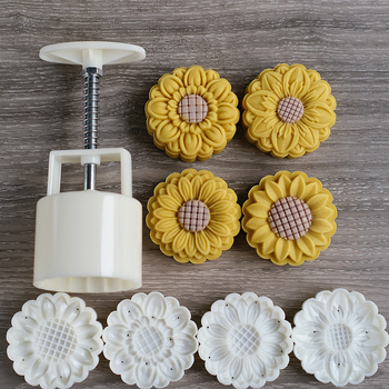 Forme Mooncake cu modele variate, presare manuală în stil chinezesc pentru coacere, design cu floarea soarelui