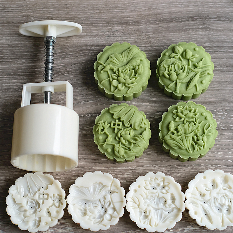 Forme Mooncake cu modele variate, presare manuală în stil chinezesc pentru coacere, design cu floarea soarelui