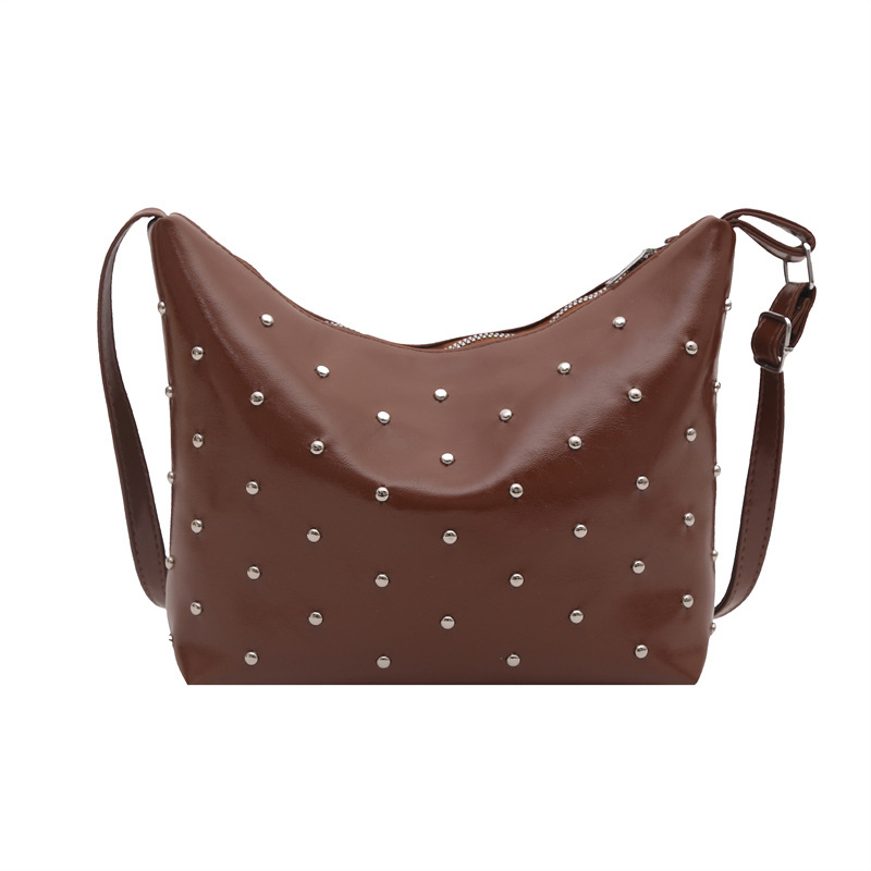 Torbica preko ramena s nitima – vintage tekstura, oblik knedle, crossbody, 2026