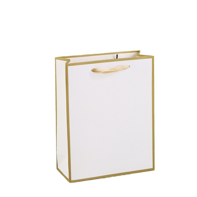 Pungă de hârtie albă din carton pentru ambalarea hainelor și bijuteriilor, pungă cadou cu bază pătrată, imprimare logo