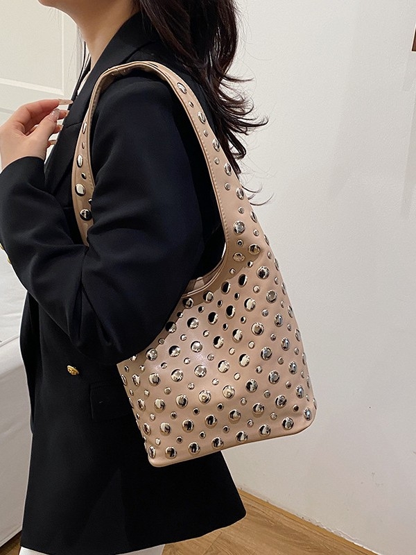 Ženska torbica na rame s nitima i šljokicama — elegantna, svakodnevna, korejski stil, srednja veličina
