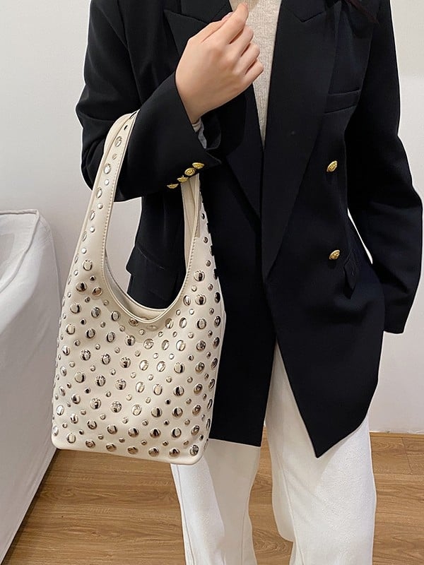 Ženska torbica na rame s nitima i šljokicama — elegantna, svakodnevna, korejski stil, srednja veličina