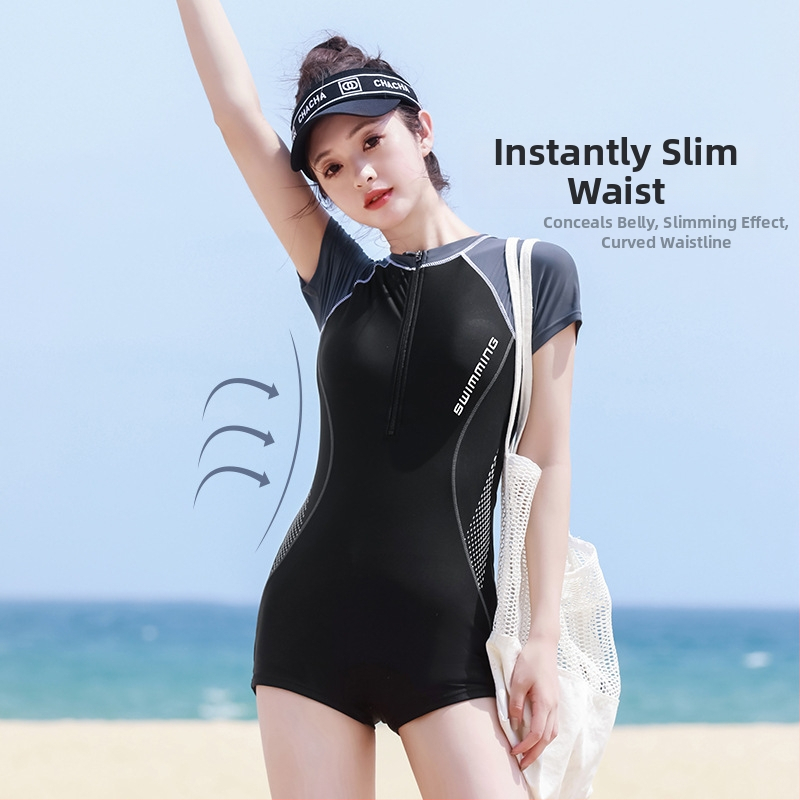 Dámske jednodielne plavky, konzervatívny strih, s dlhým alebo krátkym rukávom, do kúpeľov s horúcimi prameňmi
