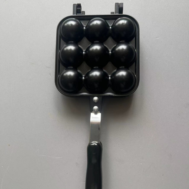 Tigaie/grătar cu gaz pentru takoyaki și bile de pește, 28 găuri, oțel inoxidabil, pătrat