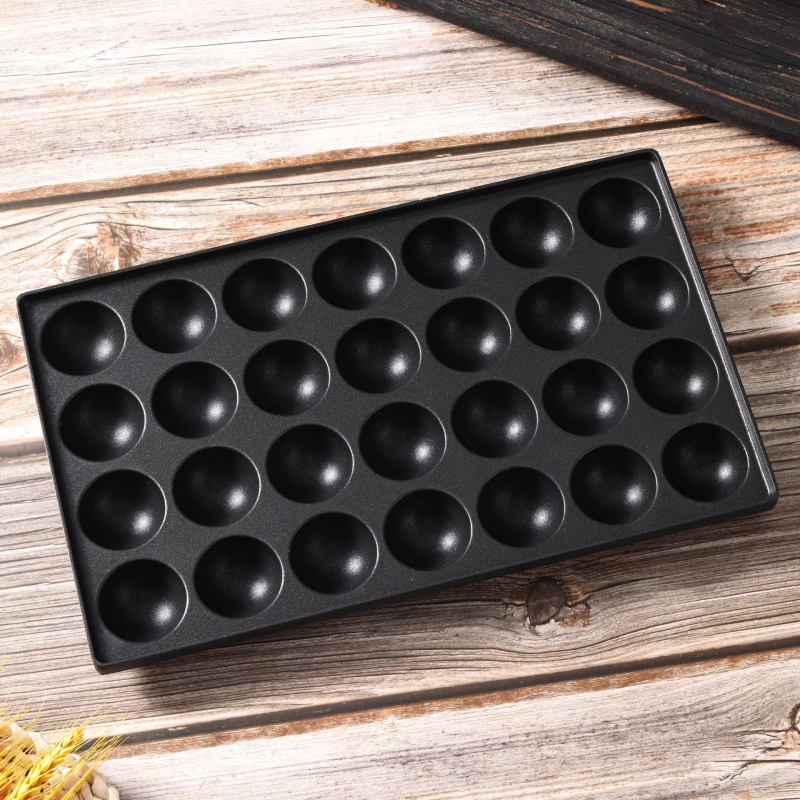 Tigaie/grătar cu gaz pentru takoyaki și bile de pește, 28 găuri, oțel inoxidabil, pătrat