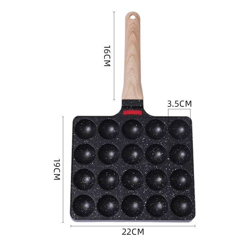 Tigaie/grătar cu gaz pentru takoyaki și bile de pește, 28 găuri, oțel inoxidabil, pătrat