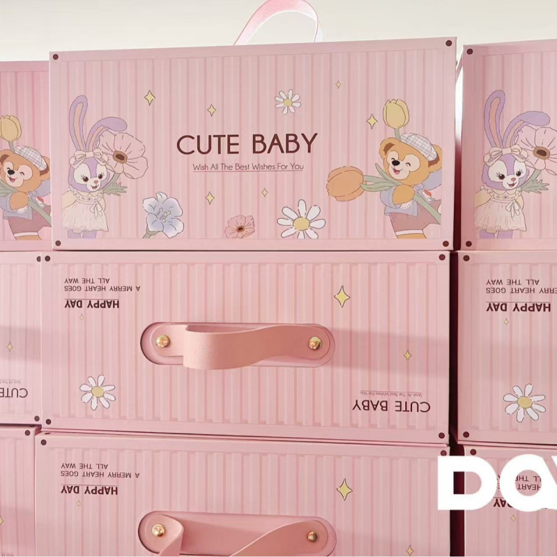 Cutie cadou pătrată din hârtie, cu design desen animat, pentru zodia Șarpe; potrivită pentru ziua de naștere, Lună Plină și sărbătoarea a 100 de zile; cutie goală.
