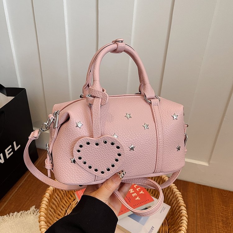 Ženska torbica u korejskom stilu sa srcem i zvjezdicama, ramena ili crossbody, PU koža, lagani luksuz