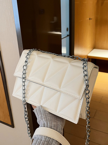 PU crossbody torba za žene s dijamantnim šivom, jednobojna