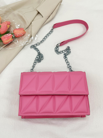 PU crossbody torba za žene s dijamantnim šivom, jednobojna