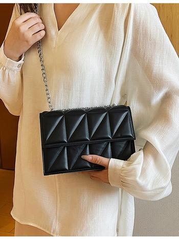 PU crossbody torba za žene s dijamantnim šivom, jednobojna