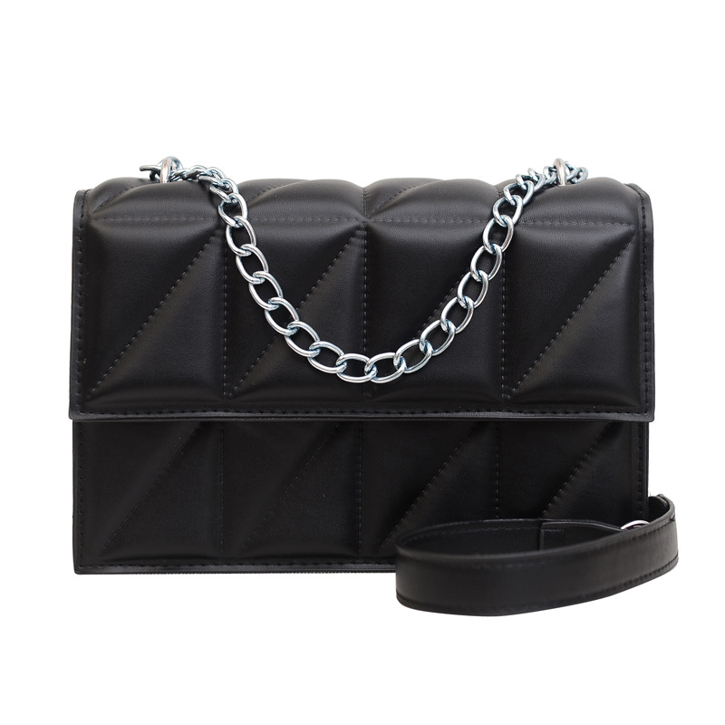 PU crossbody torba za žene s dijamantnim šivom, jednobojna