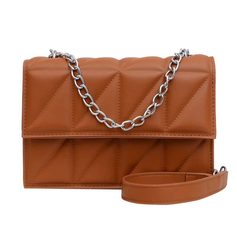 PU crossbody torba za žene s dijamantnim šivom, jednobojna