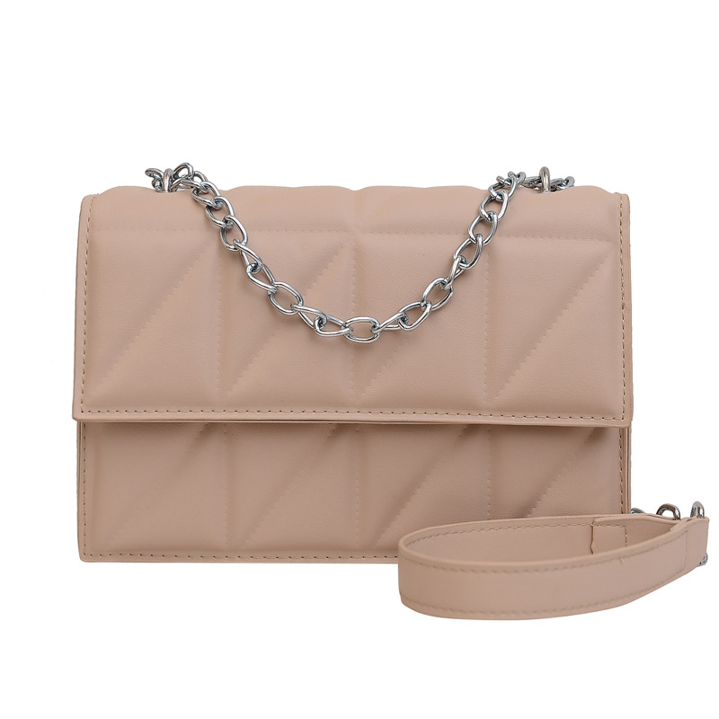 PU crossbody torba za žene s dijamantnim šivom, jednobojna