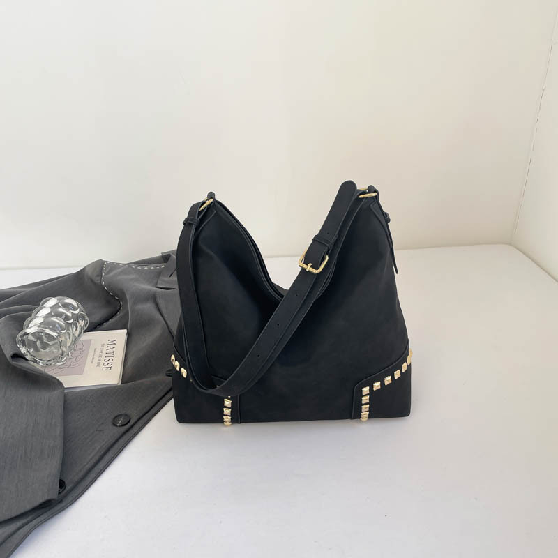 Ženska torba velike kapacitete, preko ramena, crossbody, s velur teksturom i nitima