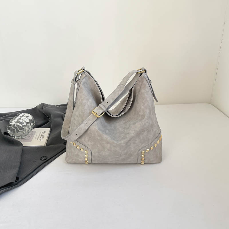 Ženska torba velike kapacitete, preko ramena, crossbody, s velur teksturom i nitima