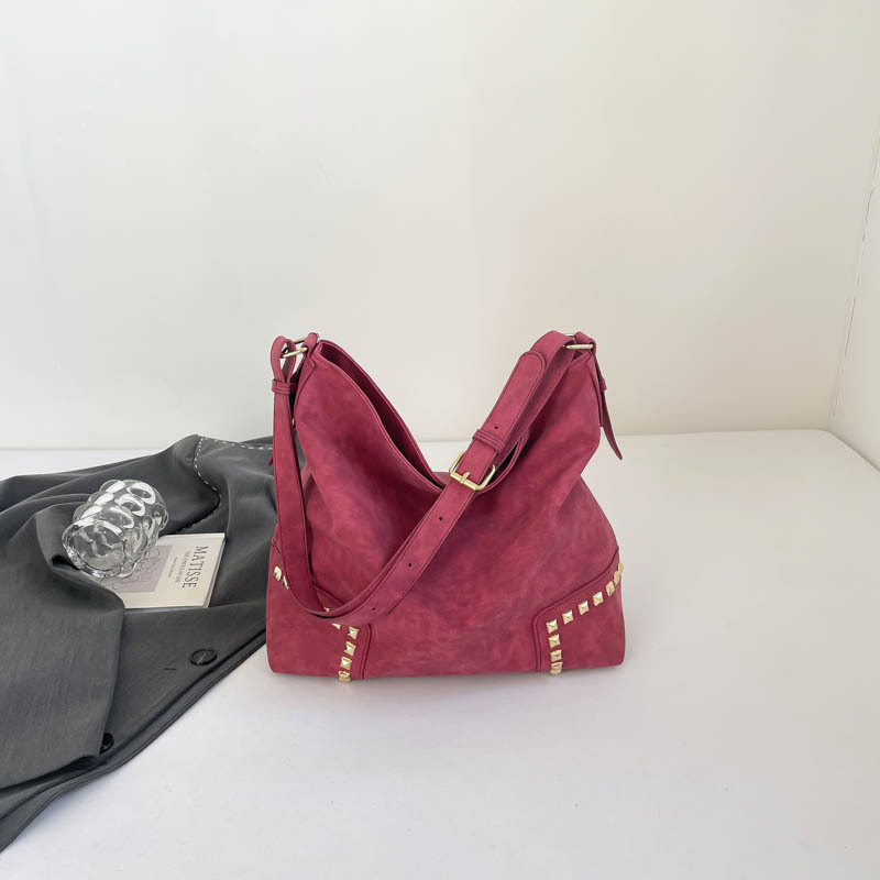 Ženska torba velike kapacitete, preko ramena, crossbody, s velur teksturom i nitima