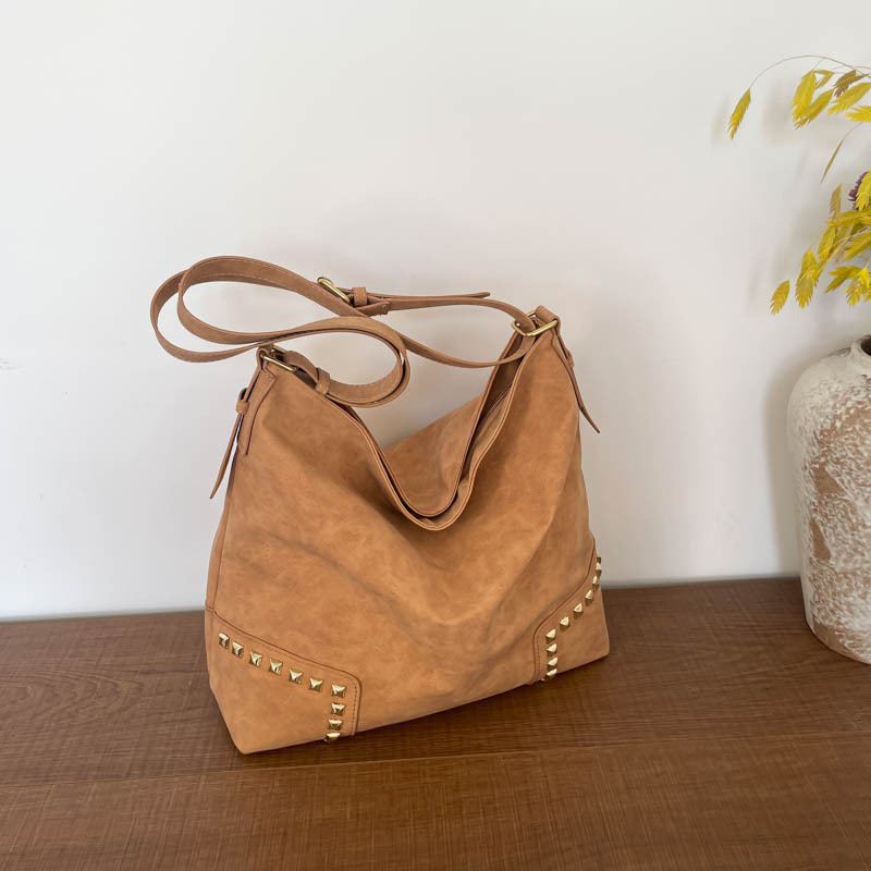 Ženska torba velike kapacitete, preko ramena, crossbody, s velur teksturom i nitima