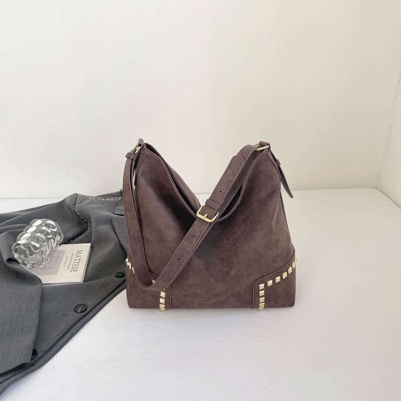 Ženska torba velike kapacitete, preko ramena, crossbody, s velur teksturom i nitima