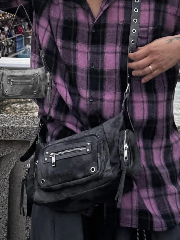Blackpurple Τσαντάκι με Αλλάξιμο Λουρί: Ώμο, Χιαστί και Χειρός, Με Πολλαπλές Θήκες