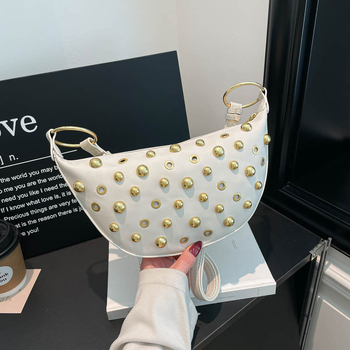 Γυναικεία τσάντα crossbody με μεταλλικά εξαρτήματα, αστικό πανκ στυλ, PU δέρμα