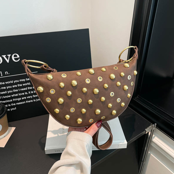 Γυναικεία τσάντα crossbody με μεταλλικά εξαρτήματα, αστικό πανκ στυλ, PU δέρμα