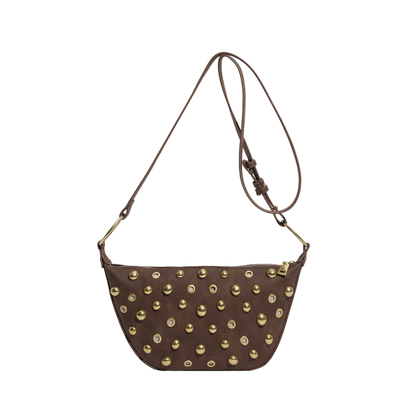 Γυναικεία τσάντα crossbody με μεταλλικά εξαρτήματα, αστικό πανκ στυλ, PU δέρμα