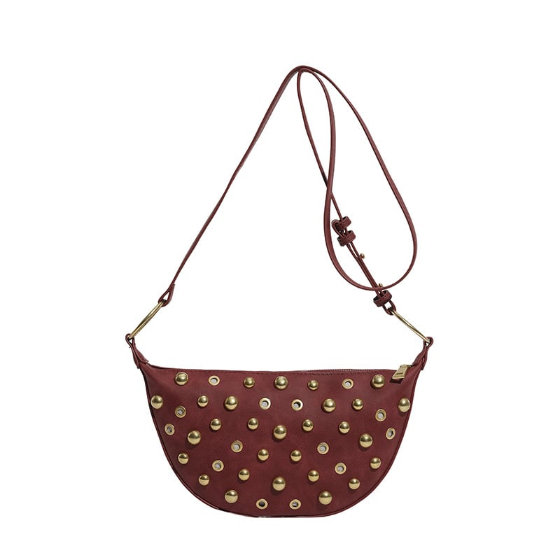 Γυναικεία τσάντα crossbody με μεταλλικά εξαρτήματα, αστικό πανκ στυλ, PU δέρμα