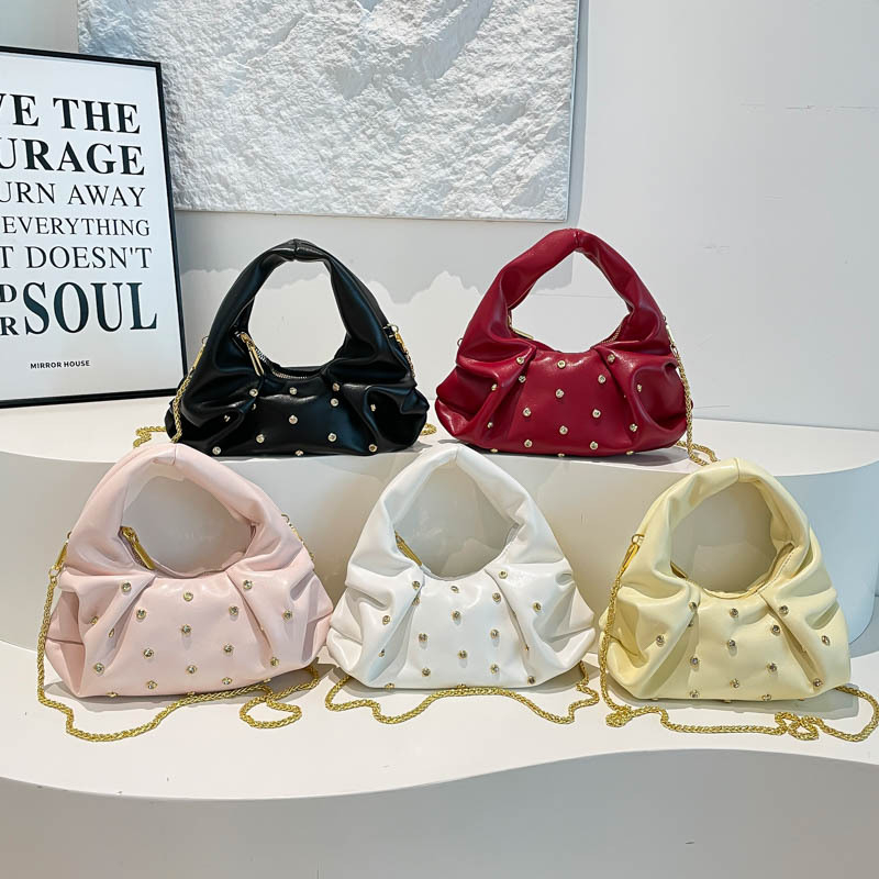 Γυναικεία τσάντα crossbody με αλυσίδα, ευρωπαϊκού στυλ μόδας, λεπτομέρεια καρφιών, μικρή τσάντα ώμου