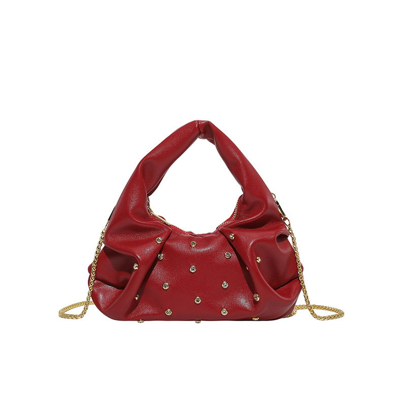 Γυναικεία τσάντα crossbody με αλυσίδα, ευρωπαϊκού στυλ μόδας, λεπτομέρεια καρφιών, μικρή τσάντα ώμου