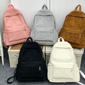 Ruksak u japanskom stilu Harajuku, corduroy, svakodnevno korištenje, unisex, 20–35L, 14-inčni prijenosno računalo