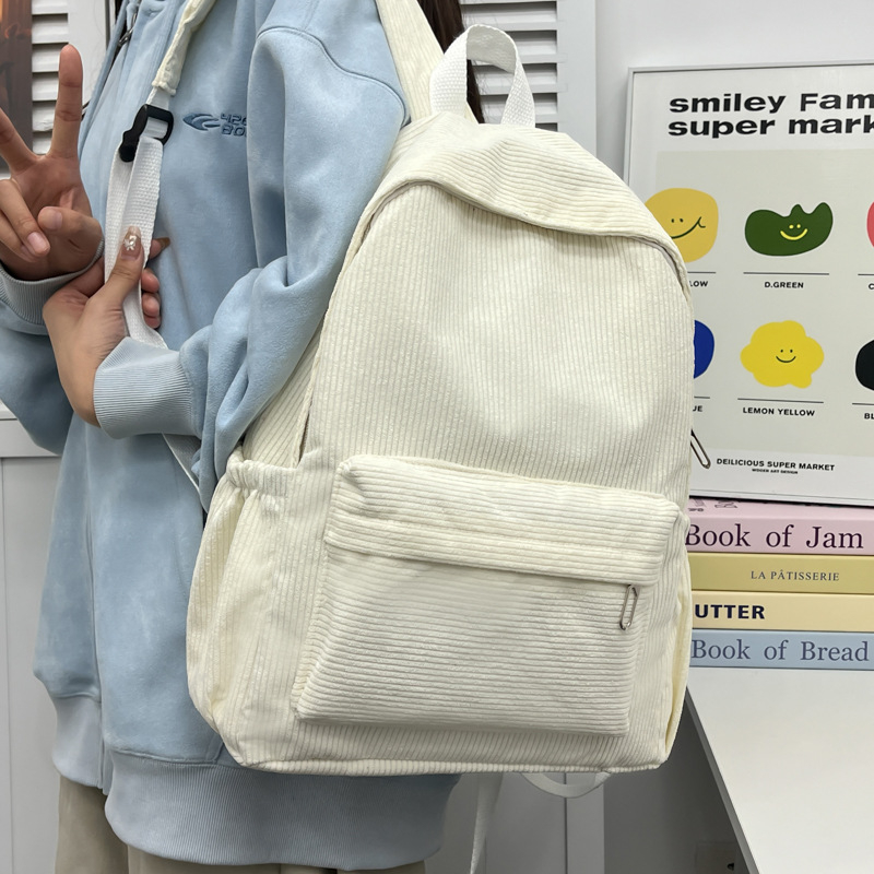 Ruksak u japanskom stilu Harajuku, corduroy, svakodnevno korištenje, unisex, 20–35L, 14-inčni prijenosno računalo