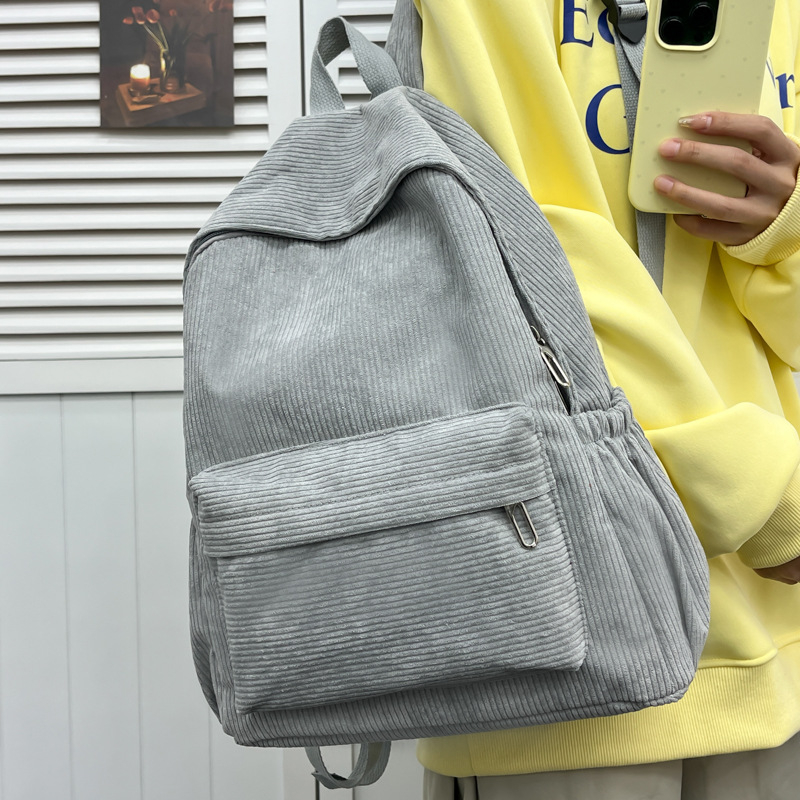 Ruksak u japanskom stilu Harajuku, corduroy, svakodnevno korištenje, unisex, 20–35L, 14-inčni prijenosno računalo