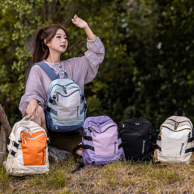 Najlonski ruksak s minimalističkim dizajnom, Harajuku casual stil, unisex školska torba velike kapacitete, kompatibilan s 14-inčnim laptopom