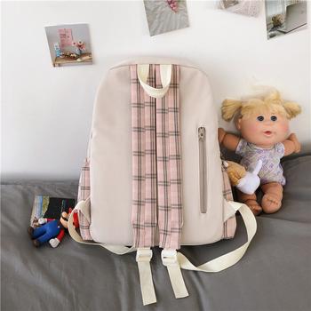 Koreai stílusú kockás iskolatáska, uniszex Harajuku Mori stílus, 20–35 L, nylon, testreszabható
