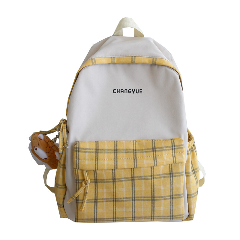 Koreai stílusú kockás iskolatáska, uniszex Harajuku Mori stílus, 20–35 L, nylon, testreszabható