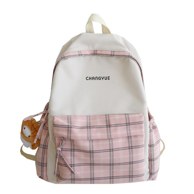 Koreai stílusú kockás iskolatáska, uniszex Harajuku Mori stílus, 20–35 L, nylon, testreszabható