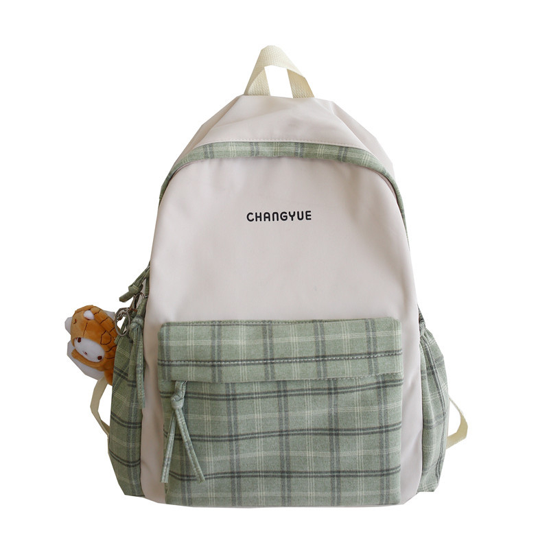 Koreai stílusú kockás iskolatáska, uniszex Harajuku Mori stílus, 20–35 L, nylon, testreszabható