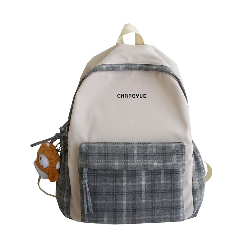 Koreai stílusú kockás iskolatáska, uniszex Harajuku Mori stílus, 20–35 L, nylon, testreszabható