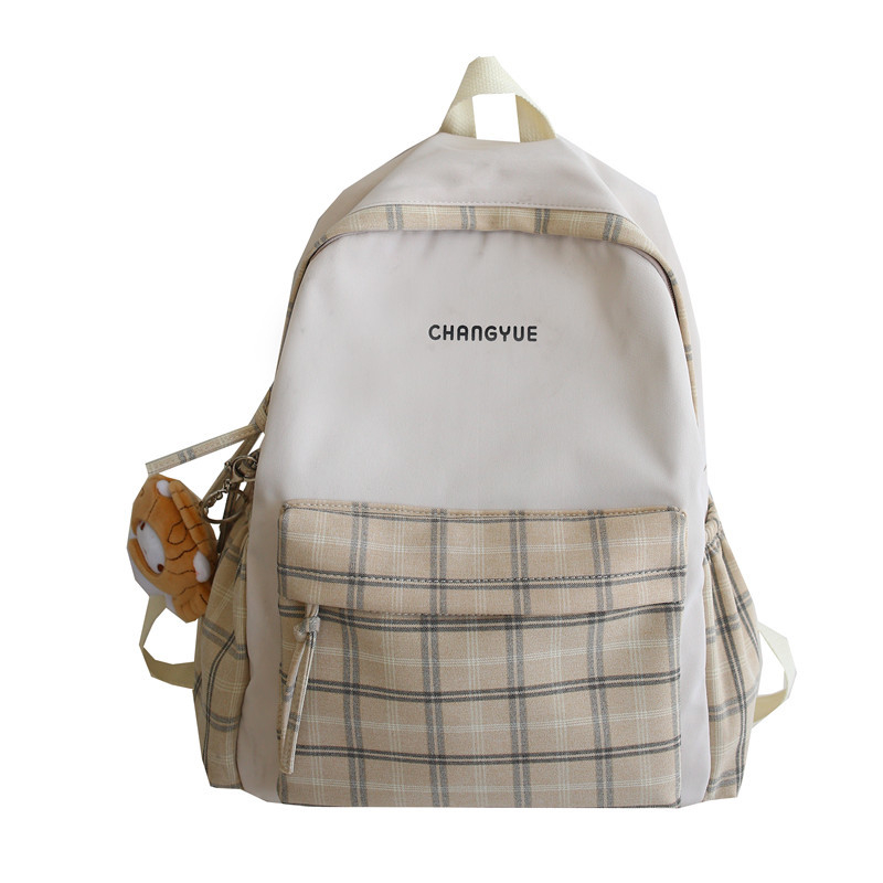 Koreai stílusú kockás iskolatáska, uniszex Harajuku Mori stílus, 20–35 L, nylon, testreszabható